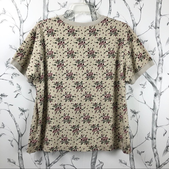 Vintage 90s L.L. Bean boxy floral cream tee - Picture 4 of 7